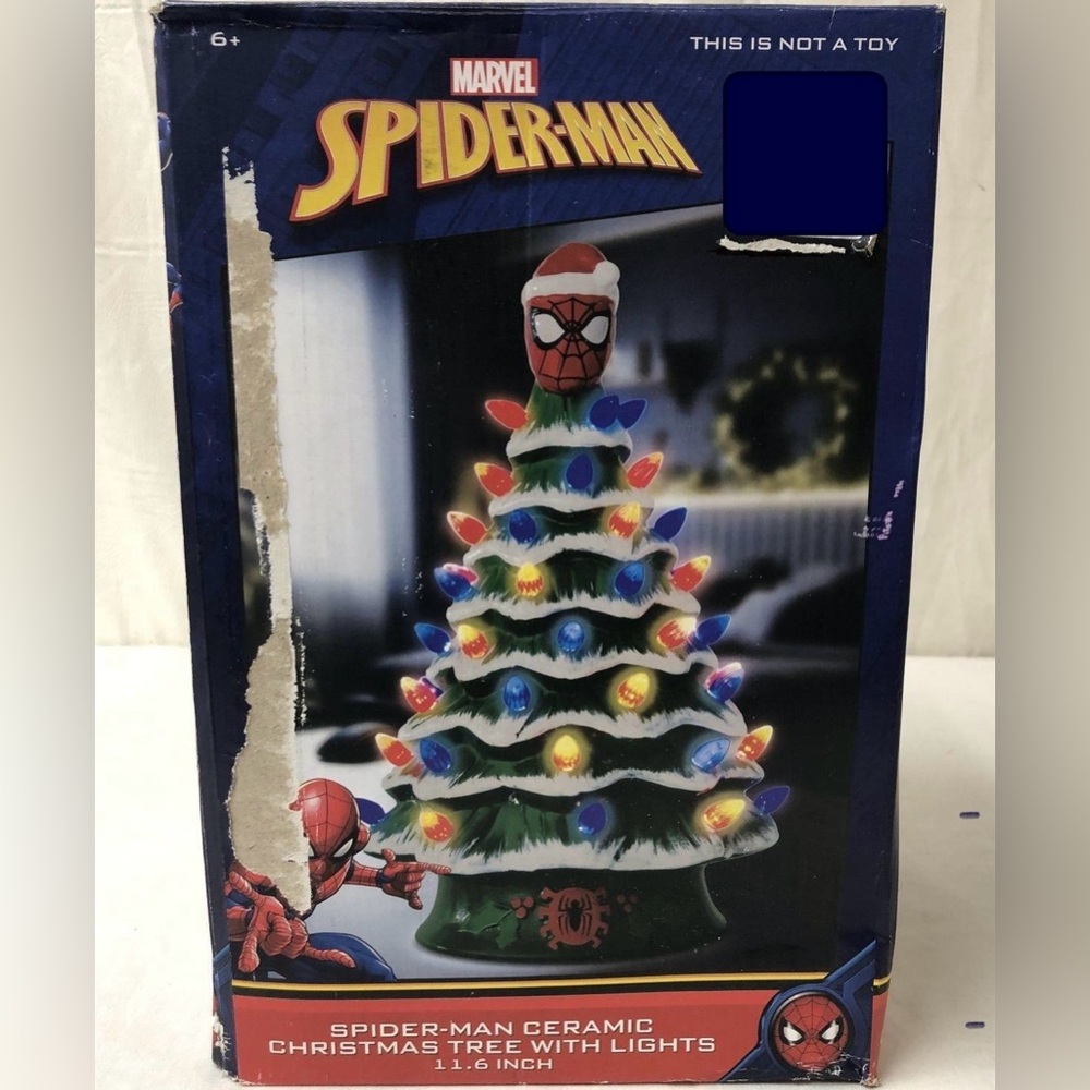 New in Box Ceramic Spider-Man Light Up Christmas Tree | Holiday | Seasonal Decor - Picture 3 of 7